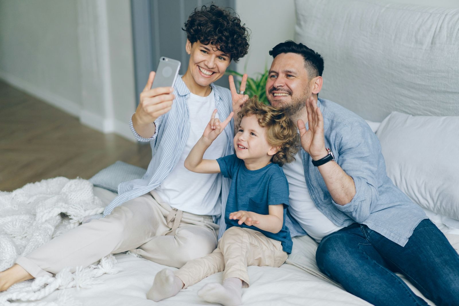 Happy family taking a selfie